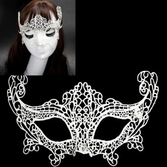 Halloween Masquerade Party Dance Sexy Lady Lace Fox Mask(White)