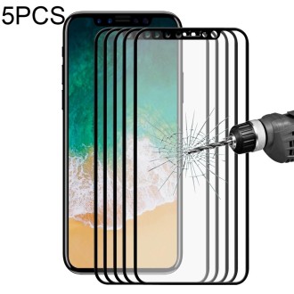 For iPhone X 5pcs ENKAY Hat-Prince 0.26mm 9H Surface Hardness 2.5D Explosion-proof Full Screen Tempered Glass Screen Film (Black