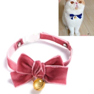 5 PCS Velvet Bowknot Adjustable Pet Collar Cat Dog Rabbit Bow Tie Accessories, Size:S 17-30cm, Style:Bowknot With Bell(Bean Past