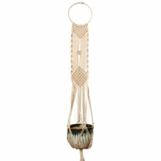 Q001 Type Macrame Hanging Flower Pots Decoration Indoor Outdoor Braided Rope Hanging Planter Plant Holder