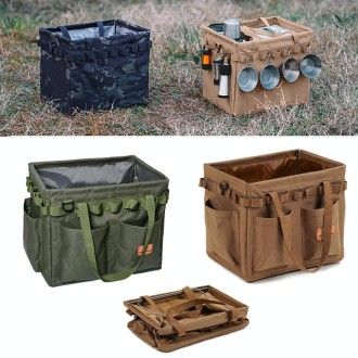 Outdoor Folding Storage Open-mouth  Box Camping Storage Tool Bag(Sand Color)