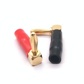 2pcs 4mm Banana Plug L-shaped 90 Degree Soft Rubber Speaker Wiring Speaker Banana Head(Red+Black)