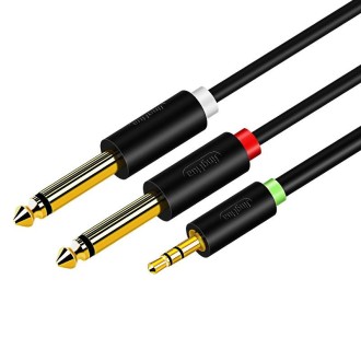 JINGHUA 3.5mm To Dual 6.5mm Audio Cable 1 In 2 Dual Channel Mixer Amplifier Audio Cable, Length: 5m