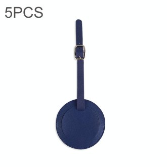 5 PCS Soft-Surface Leather Stitched Round Boarding Pass Luggage Tag(Navy Blue)