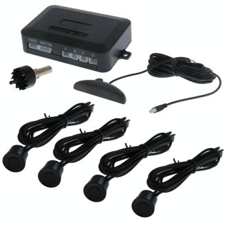 3-color LED / LCD / Display Car Parking Sensor System with Self-test Function & Four Sensors, Detecting Distance: 0-2.5m(Black)