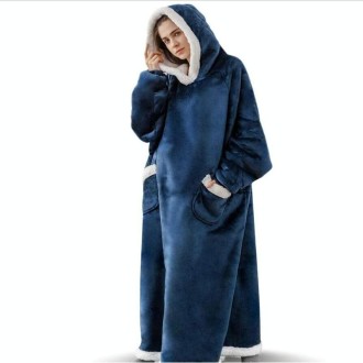 Lazy Blanket Lambswool TV Blanket Wearable Blanket, Size: Length 120CM(Navy Blue)