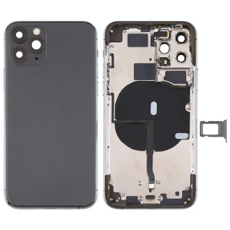 Battery Back Cover (with Side Keys & Card Tray & Power + Volume Flex Cable & Wireless Charging Module) for iPhone 11 Pro Max(Bla