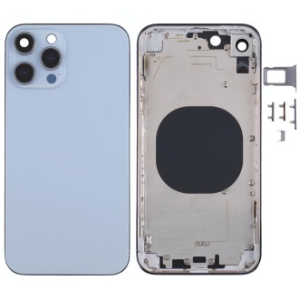 Stainless Steel Material Back Housing Cover with Appearance Imitation of iP13 Pro for iPhone XR(Blue)