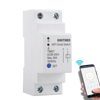 SINOTIMER TM607 Intelligent Wifi Timer Mobile App Home Rail Remote Control Time Switch 80A 85-300V