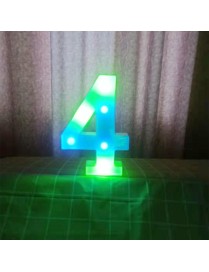 22cm Colorful Slow Flashing 26 Letters Numbers Decorative Light(Number 4)