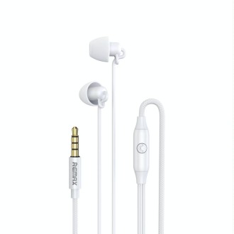 REMAX RM-208 In-Ear Stereo Sleep Earphone with Wire Control + MIC, Support Hands-free(White)