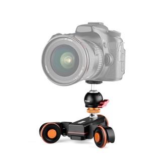 YELANGU L4X-BC Camera Wheel Dolly II Electric Track Slider 3-Wheel Video Pulley Rolling Dolly Car with Ballhead, Load: 3kg (Blac