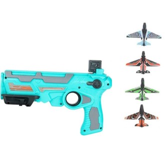 BY-0212 Foam Plane Hand Throw Catapult Aircraft Launcher Glider Model, Color: Blue + 4 x Planes