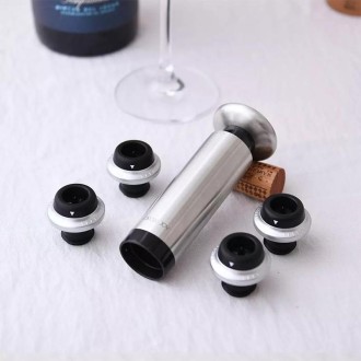 Original Xiaomi Youpin CircleJoy Stainless Steel Red Wine Preservation Stopper Set, Style: 4 Stoppers in One Pump