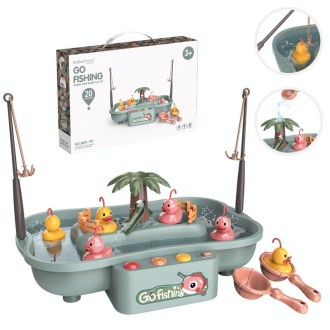 Play House Children Educational Electric Cycle Rotating Fishing Station Summer Water Game Toy Set, Colour: Green 6 Ducks