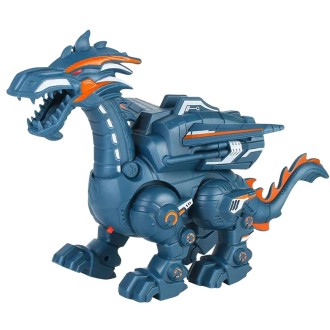 Electric Mechanical Dinosaur Toy Simulation Animal Toy Multifunctional Sound And Light Toy, Style: Spray-Blue