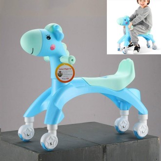 Cartoon Children Twister Car Walker with Music Flash Wheel(Sky Blue)