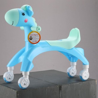 Cartoon Children Twister Car Walker with Music Flash Wheel(Sky Blue)