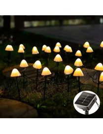 5m 20 LEDs Solar Mushroom Lawn Light Outdoor Waterproof Garden Villa Landscape Decorative String Lights(Warm White Light)