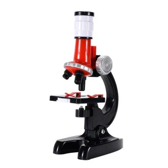 HD 1200 Times Microscope Toys Primary School Biological Science Experiment Equipment Children Educational Toys(Red)