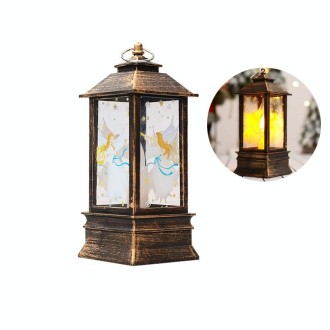 Christmas Flame Lantern Christmas Decoration LED Luminous Ornament Candlestick Lamp, Size: Large 77 x 77 x 195mm(Bronze Angel)