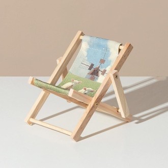 Wooden Craft Mini Desktop Ornament Photography Toys Beach Chair Phone Holder, Style: E