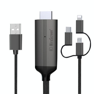 LD36 8 Pin + Micro USB + Type-C / USB-C to HDMI  1080P HDTV Dongle Cable, Plug And Play HDMI With Screen Plug And Play