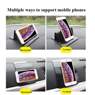 2 PCS R-1337 Multifunctional Folding Bracket Car Center Console Adhesive Bracket Mobile Phone Anti-Slip Mat Storage Mat(Black)