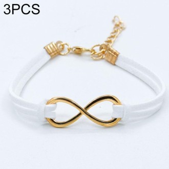 3 PCS Women Fashion Symbol Word 8 Twine Bracelets( white)