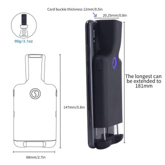 HC101D  2D Bluetooth Barcode Scanner Wireless Back Clip Phone Barcode Reader, Spec: Side