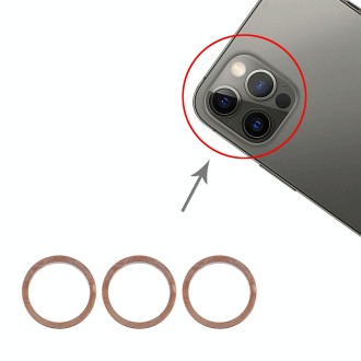 3 PCS Rear Camera Glass Lens Metal Protector Hoop Ring for iPhone 12 Pro Max(Gold)