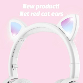 BK9 HiFi 7.1 Surround Sound Cat Claw Luminous Cat Ear Bluetooth Gaming Headset with Mic(Red)