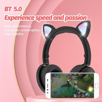 BK9 HiFi 7.1 Surround Sound Cat Claw Luminous Cat Ear Bluetooth Gaming Headset with Mic(Red)