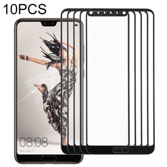 For Huawei P20  10PCS Front Screen Outer Glass Lens (Black)