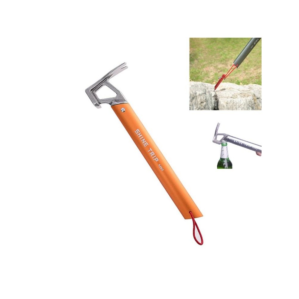 SHINE A260 TRIP Outdoor Climbing Hammer Aluminum Camping Tent Canopy Nail Hammer Multifunctional Survival Hammer(Orange)