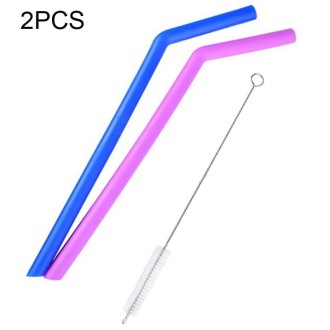 2 PCS Food Grade Silicone Straws Cartoon Colorful Drink Tools with 1 Brush, Slim Bend Pipe, Length: 25cm, Outer Diameter: 7.8mm,