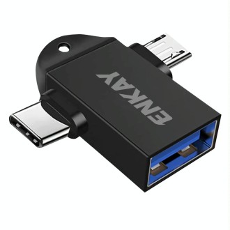 ENKAY ENK-AT112 2 in 1 Type-C + Micro USB to USB 3.0 Aluminium Alloy OTG Adapter(Black)