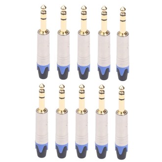 10 PCS TC203N 6.35mm Gold-plated Audio Stereo Connector Welding Plug