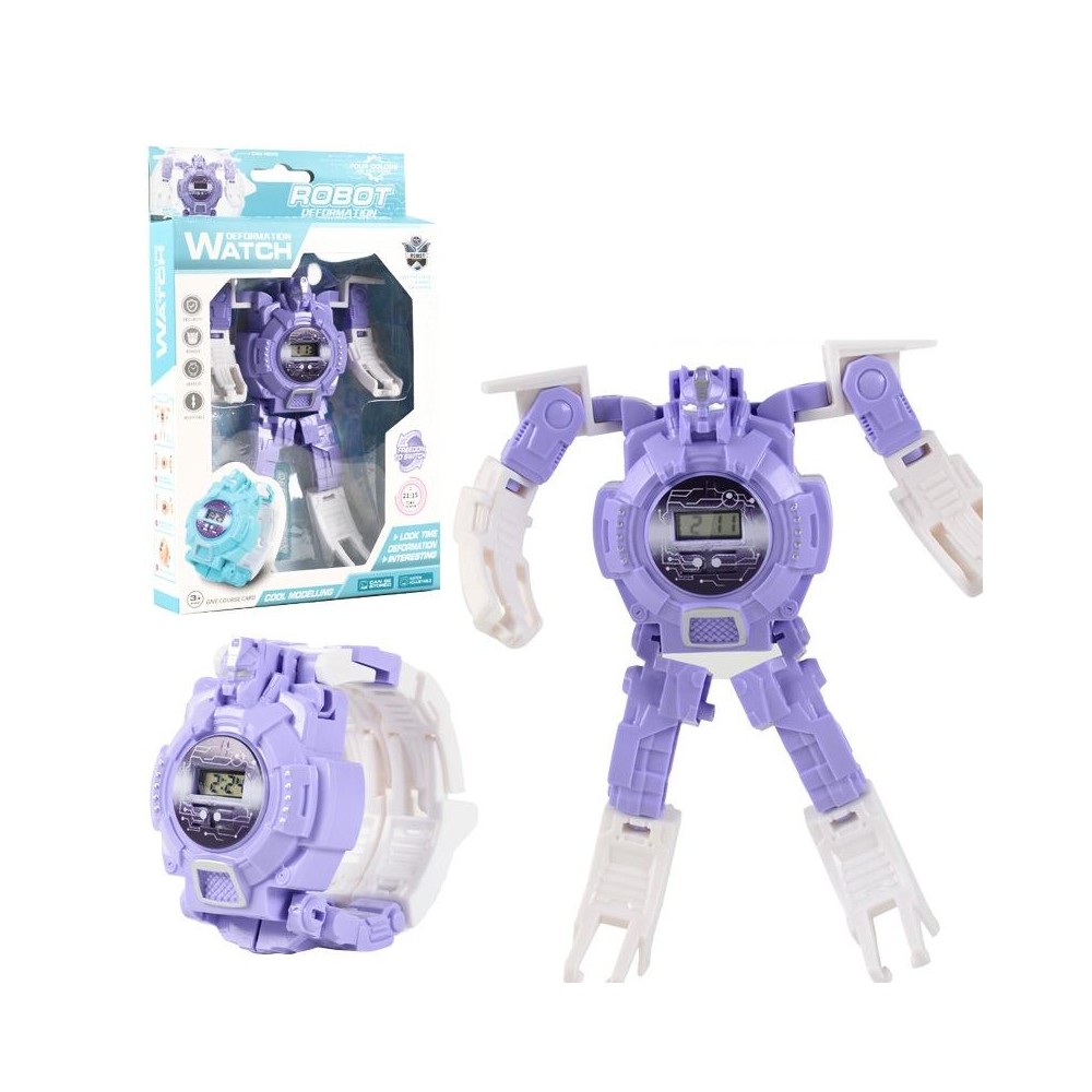 3 PCS Children Electronic Watch Cartoon Deformation Robot Toy Watch(Purple)