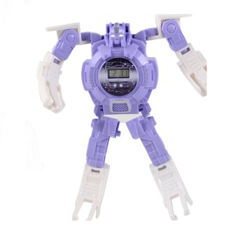 3 PCS Children Electronic Watch Cartoon Deformation Robot Toy Watch(Purple)