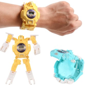 3 PCS Children Electronic Watch Cartoon Deformation Robot Toy Watch(Purple)