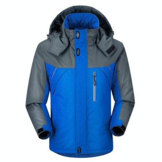 Men Winter Thick Fleece Waterproof Outwear Down Jackets Coats, Size: XXXXL(Blue)