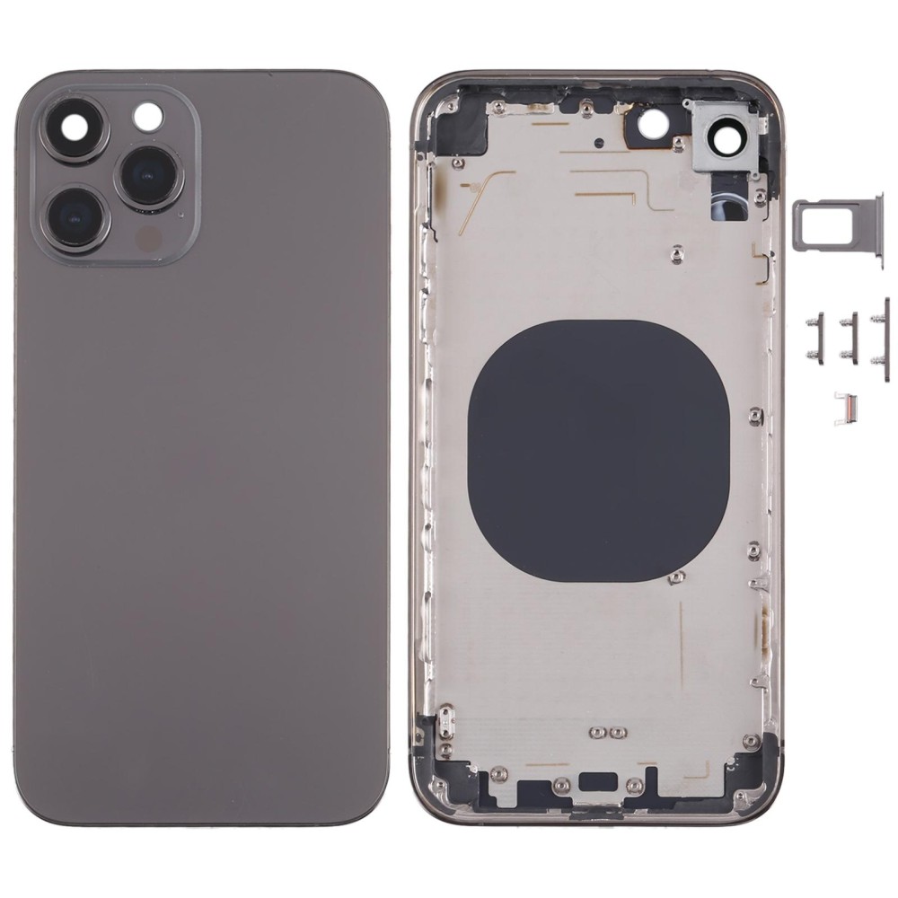 Stainless Steel Material Back Housing Cover with Appearance Imitation of iP13 Pro for iPhone XR(Black)