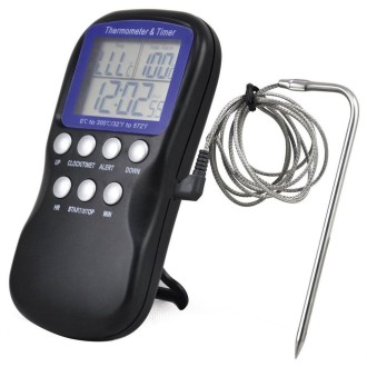 Digital Food Probe Oven Electronic Thermometer Timer Temperature Sensor