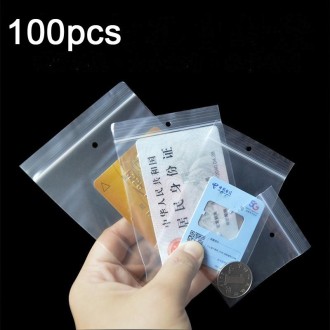 5 x 7cm 100pcs  Perforated Ziplock Bag Thickened Transparent Packaging Bag Plastic Sealed Bag(Upper Hole)