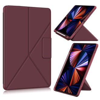 For iPad Pro 12.9 2022 / 2021 Multi-folding Horizontal Flip PU Leather Shockproof Tablet Case with Holder & Sleep / Wake-up Func