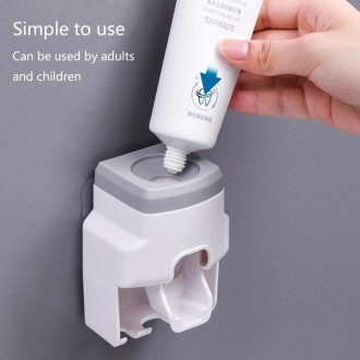 2pcs 2 In 1 Wall-mounted Automatic Toothpaste Squeezer Toothbrush Holder(Gray)