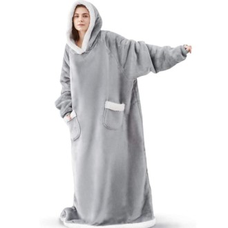 Lazy Blanket Lambswool TV Blanket Wearable Blanket, Size: Length 120CM(Light Gray)