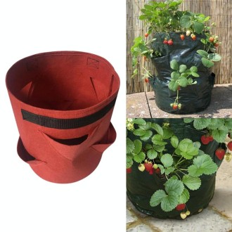 6 Pockets 26L / 7 Gallon Non-woven Felt Strawberry Planting Bag, Size: 30X35cm(Red)