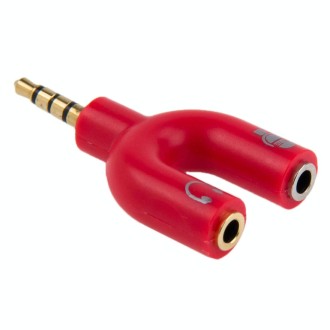 3.5mm Stereo Male to 3.5mm Headphone & Mic Female Splitter Adapter(Red)